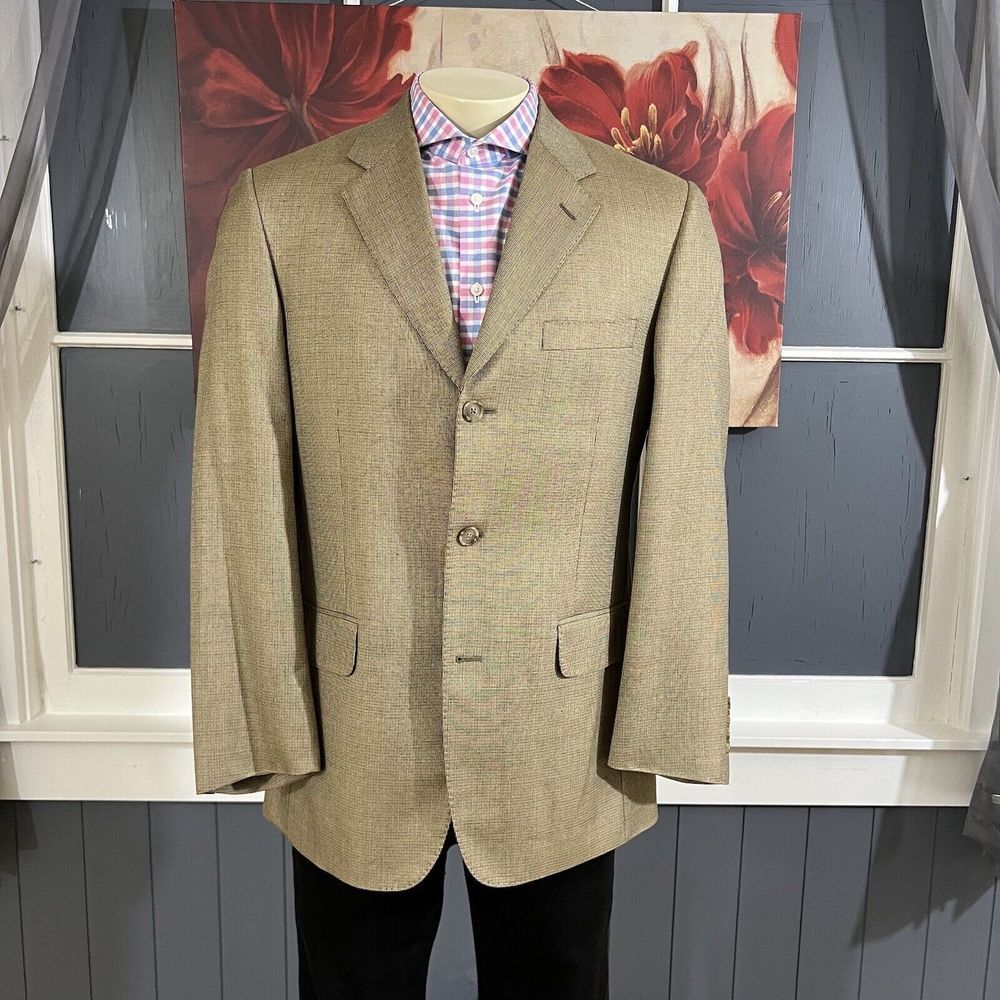Tasso Elba Blazer Sport Coat Jacket Mens 38R Classic Fit‎ Silk Wool 3 Button